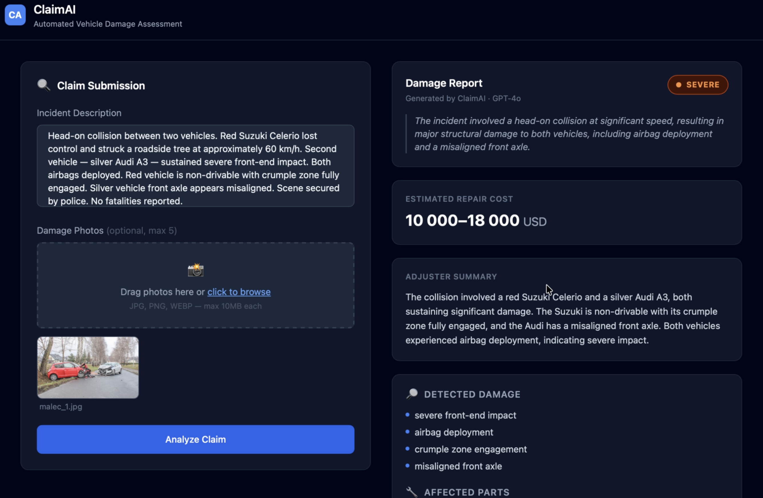 ClaimAI - Insurance Damage Analyzer